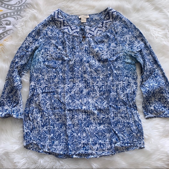 Lucky Brand Tops - Lucky Brand Royal Blue Embroidered Blouse